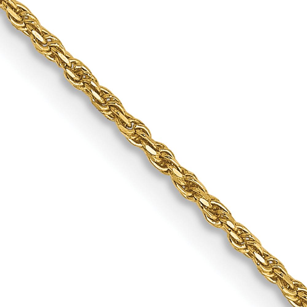 14K Yellow Gold 14" Diamond-Cut Rope Chain Necklace - 1.15mm with Lobster Clasp