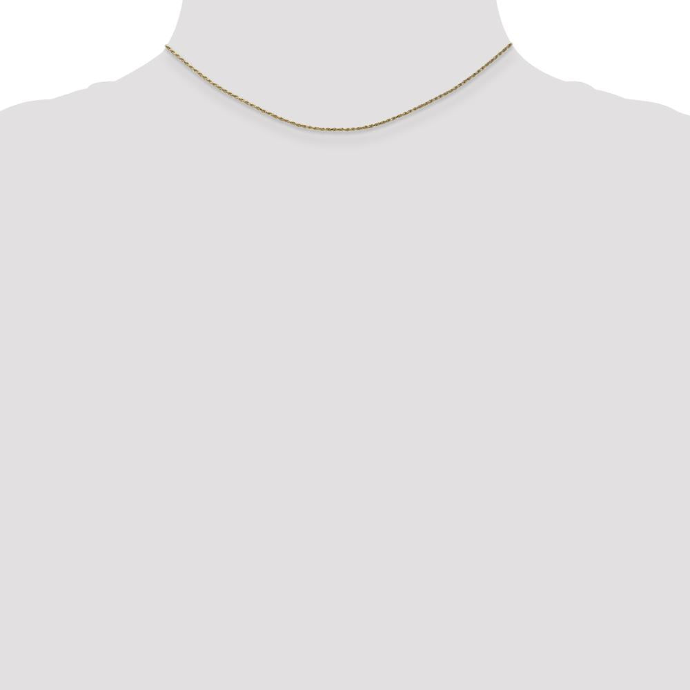 14K Yellow Gold 14" Diamond-Cut Rope Chain Necklace - 1.15mm with Lobster Clasp