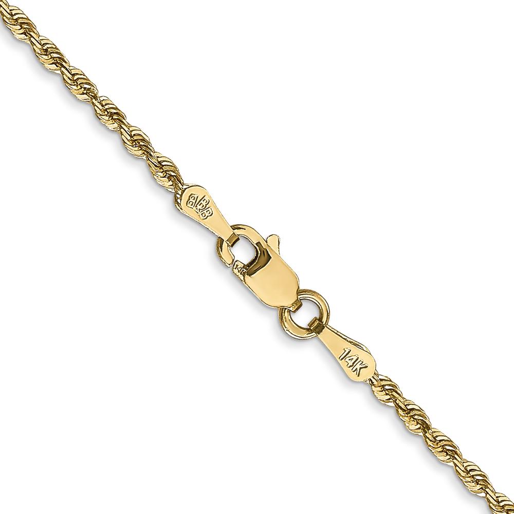 14K Yellow Gold 14" Diamond-Cut Rope Lobster Clasp Chain - 1.85mm by Oro Pregiato