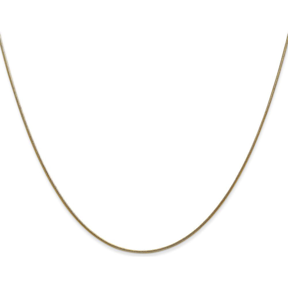 14K Yellow Gold 14-inch .8mm Round Snake Chain with Lobster Clasp by 0