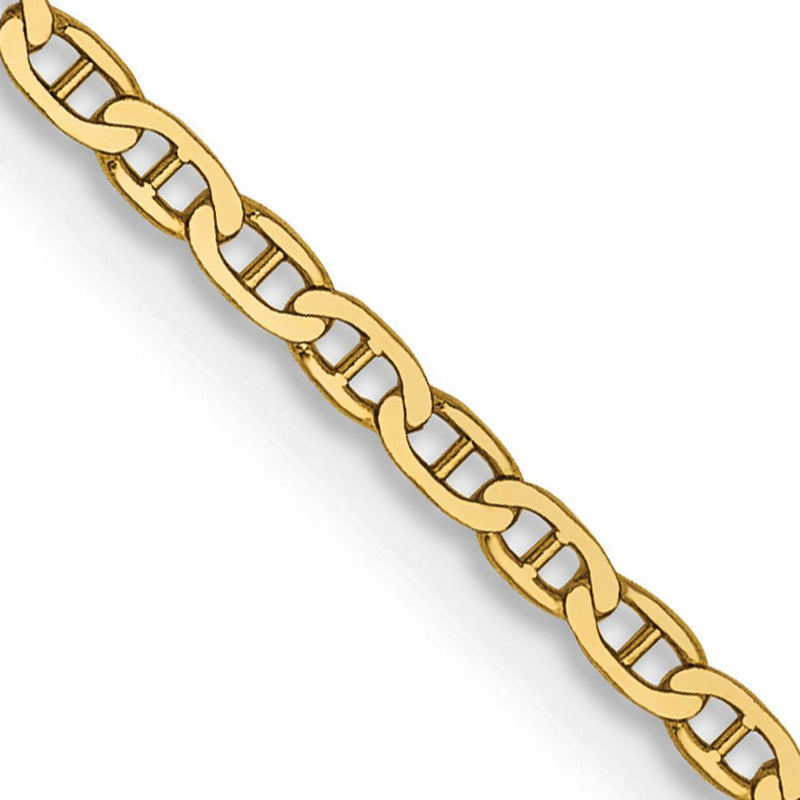 14K Yellow Gold 14" Lightweight Flat Anchor Link Pendant Chain - 1.5mm Width by Oro Pregiato