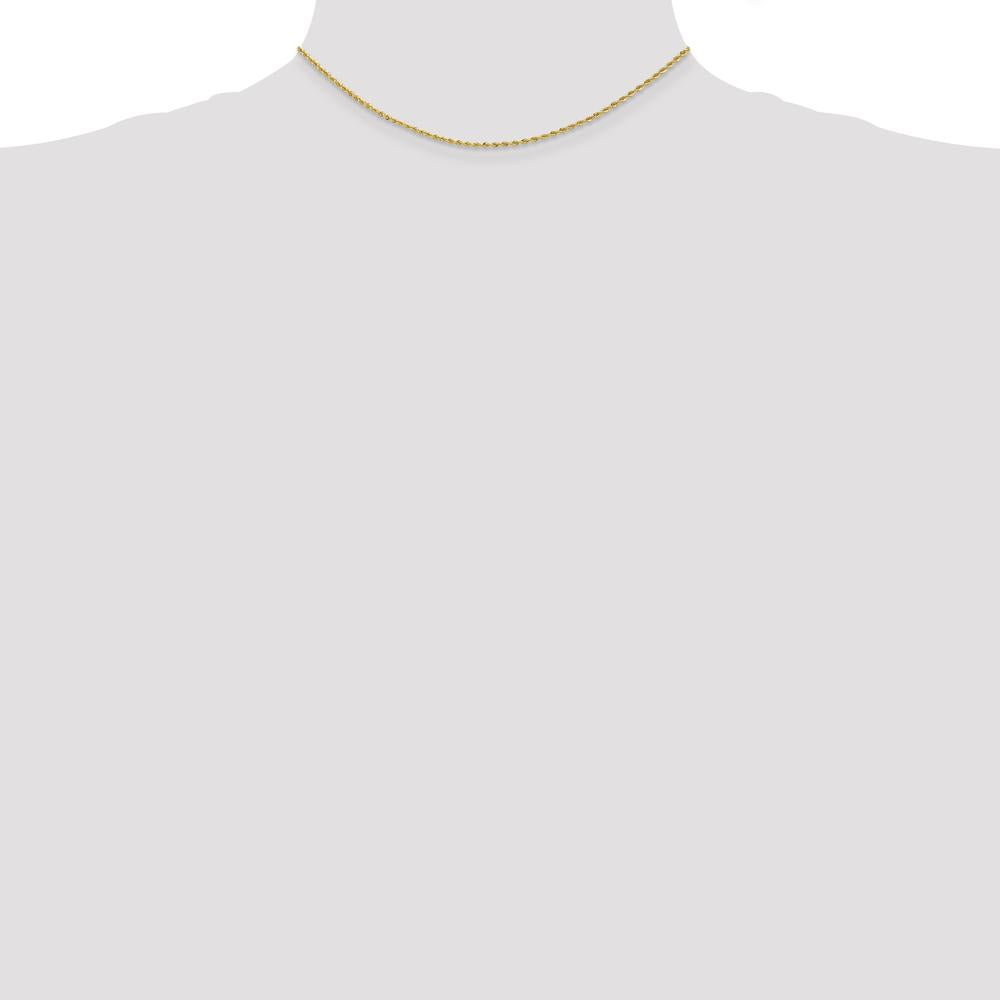 14K Yellow Gold 14" Rope Chain Necklace with Lobster Clasp - 2mm Polished Solid Links