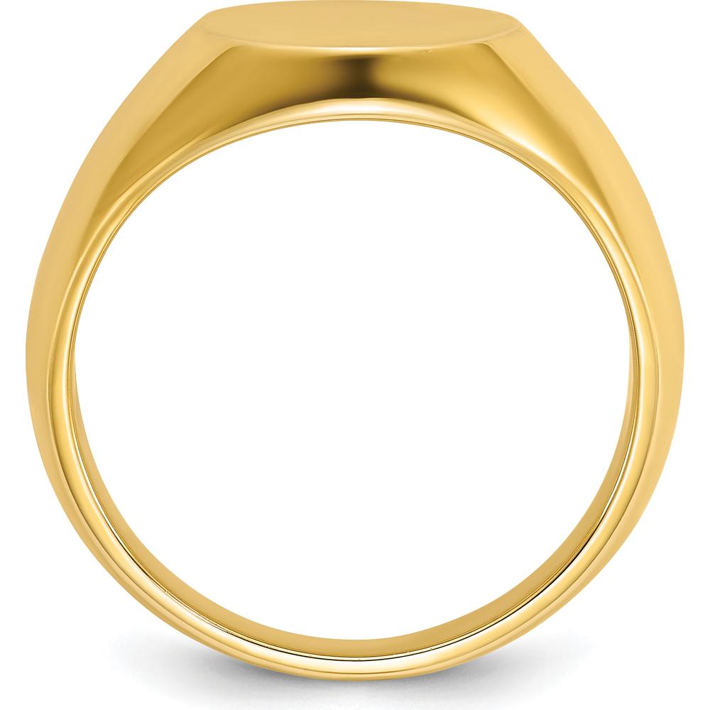 14K Yellow Gold 14x12mm Men's Round Signet Ring by IBGoodman