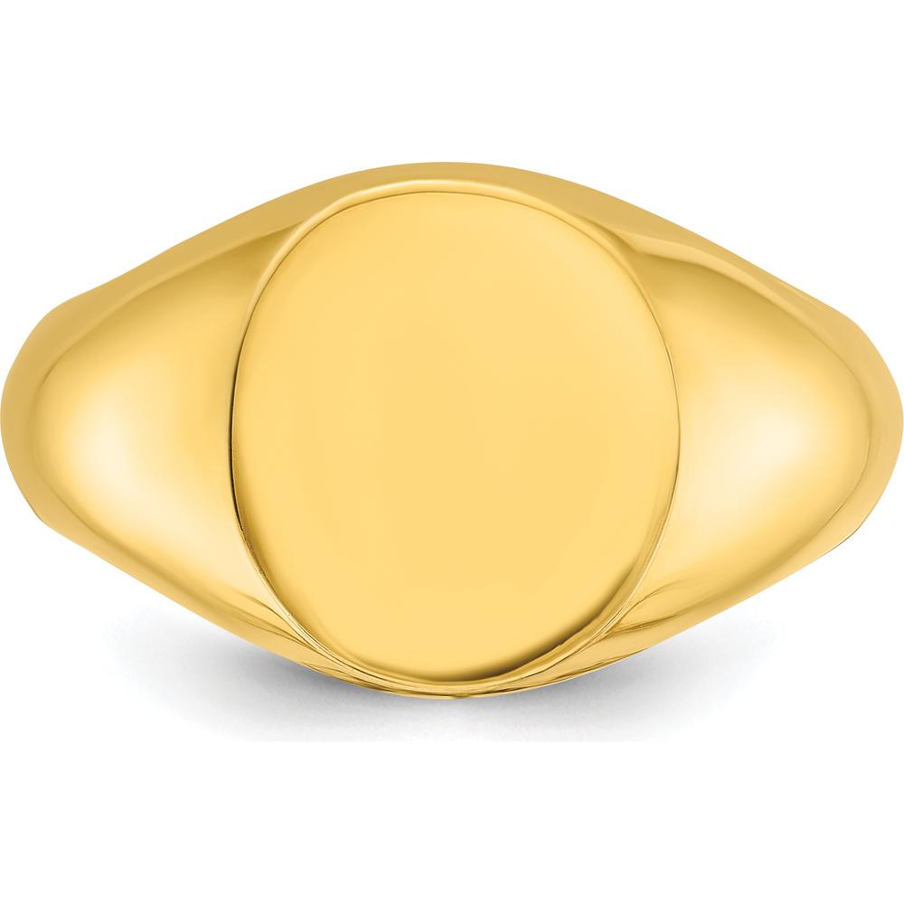 14K Yellow Gold 14x12mm Men's Round Signet Ring by IBGoodman