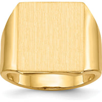 14K Yellow Gold 15.5x17.5mm Open Back Men's Signet Ring - Polished & Brushed Finish by 0