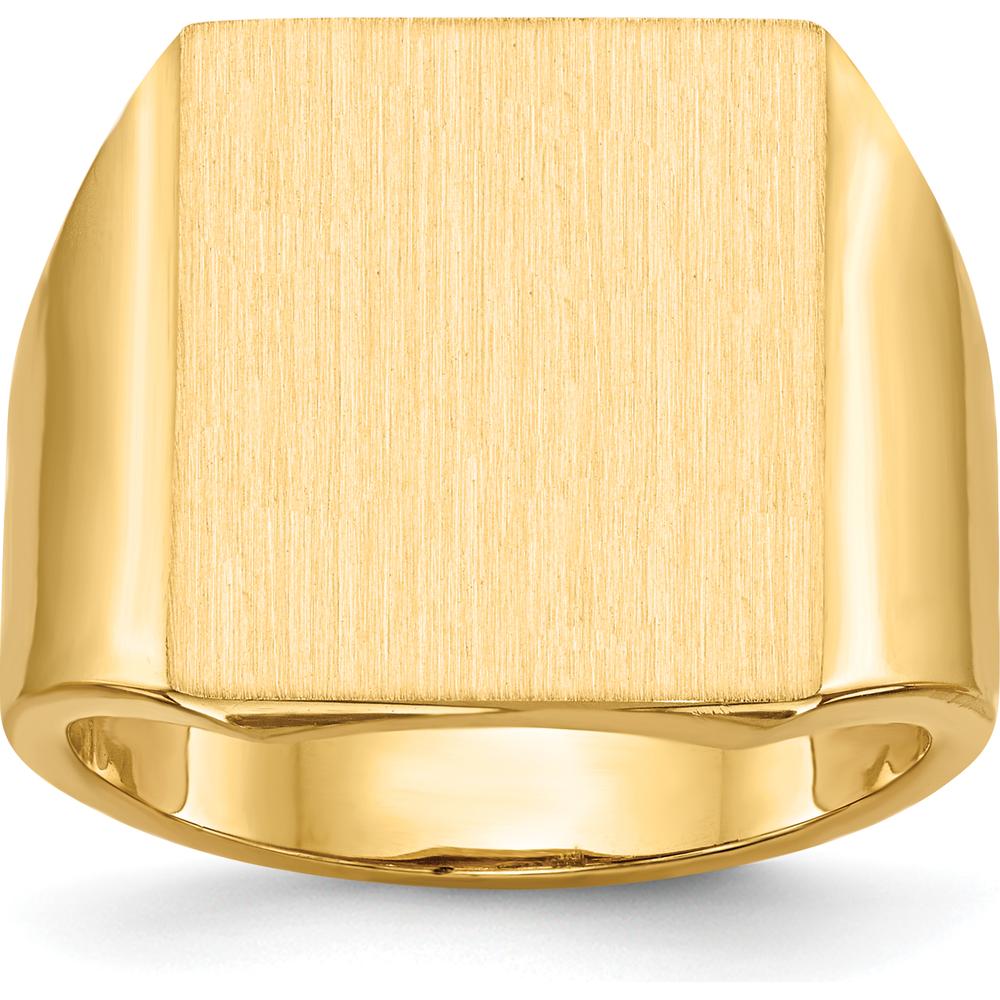 14K Yellow Gold 15.5x17.5mm Open Back Men's Signet Ring - Polished & Brushed Finish by 0