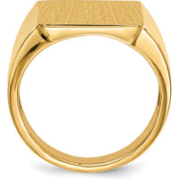 14K Yellow Gold 15.5x17.5mm Open Back Men's Signet Ring - Polished & Brushed Finish by 0