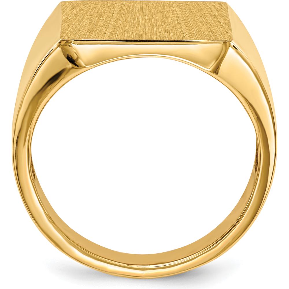 14K Yellow Gold 15.5x17.5mm Open Back Men's Signet Ring - Polished & Brushed Finish by 0
