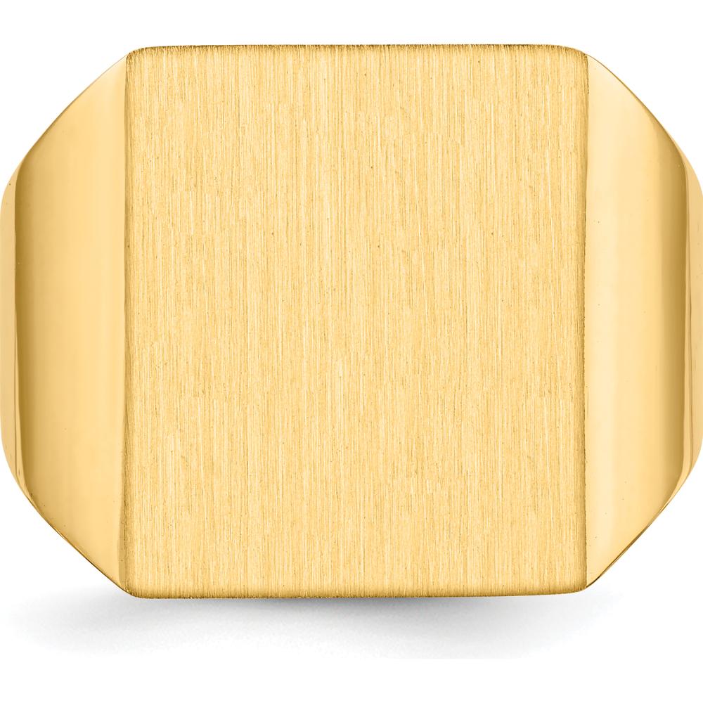 14K Yellow Gold 15.5x17.5mm Open Back Men's Signet Ring - Polished & Brushed Finish by 0