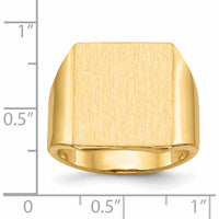 14K Yellow Gold 15.5x17.5mm Open Back Men's Signet Ring - Polished & Brushed Finish by 0