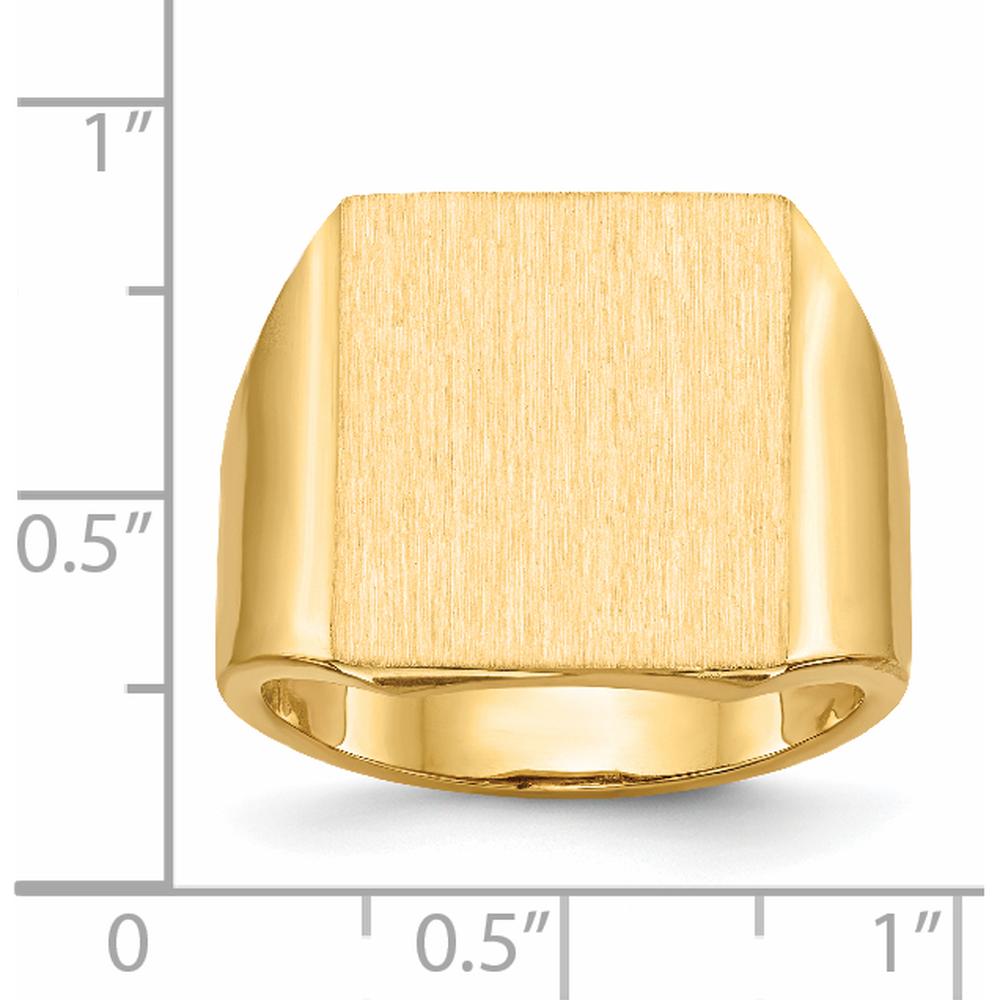 14K Yellow Gold 15.5x17.5mm Open Back Men's Signet Ring - Polished & Brushed Finish by 0