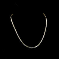 14K Yellow Gold 15.67 Carat Tennis Necklace with Round Brilliant Cut Lab Diamonds (E VS1) - 123 Stones - Covaloro Fine Jewelry