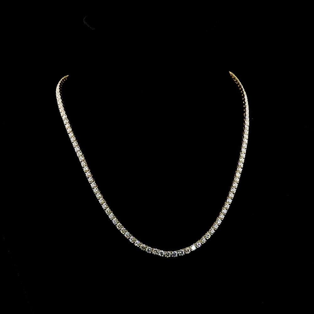 14K Yellow Gold 15.67 Carat Tennis Necklace with Round Brilliant Cut Lab Diamonds (E VS1) - 123 Stones - Covaloro Fine Jewelry