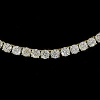 14K Yellow Gold 15.67 Carat Tennis Necklace with Round Brilliant Cut Lab Diamonds (E VS1) - 123 Stones - Covaloro Fine Jewelry