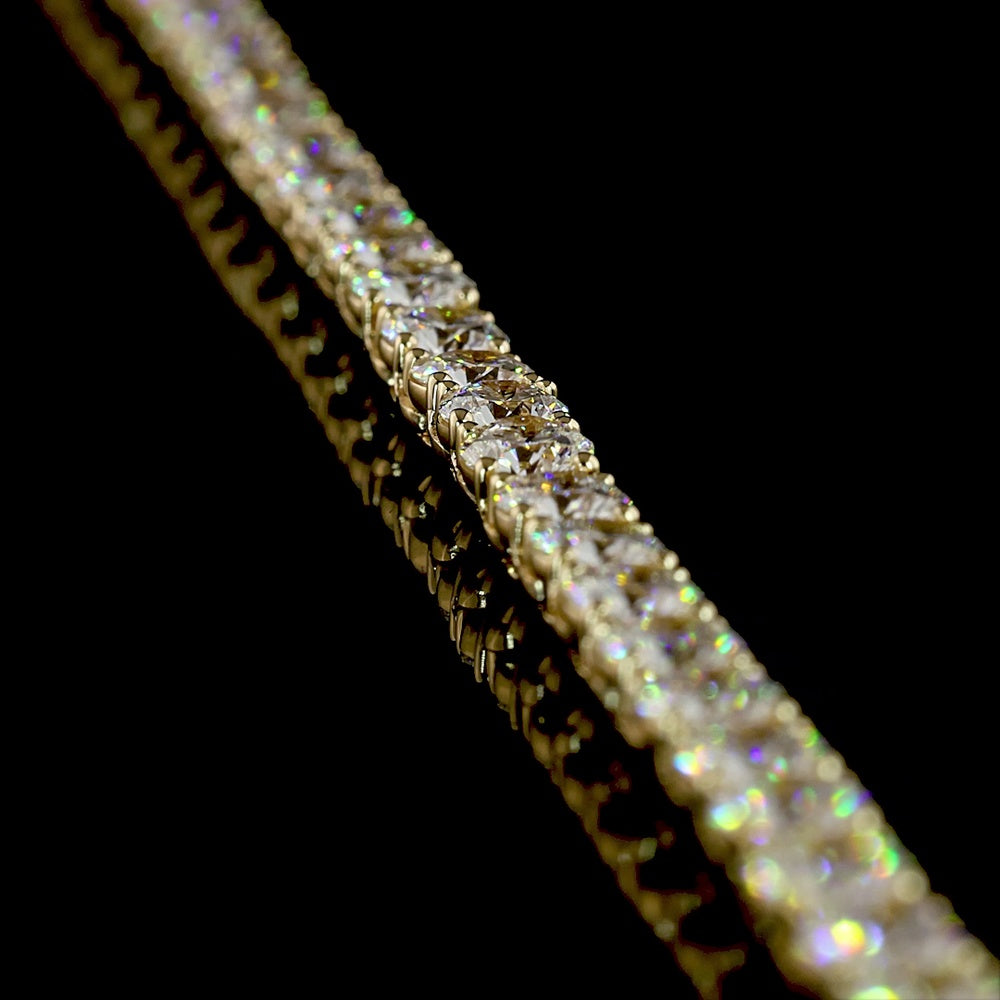 14K Yellow Gold 15.67 Carat Tennis Necklace with Round Brilliant Cut Lab Diamonds (E VS1) - 123 Stones - Covaloro Fine Jewelry