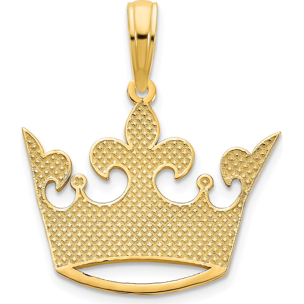 14K Yellow Gold 15 Crown Pendant with Fleur-de-Lis Design by Oro Pregiato