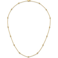 14K Yellow Gold 15-Station Cable Chain Necklace with Bezel-Set Diamonds - 3/8 Carat Total Diamond Weight by Oro Pregiato