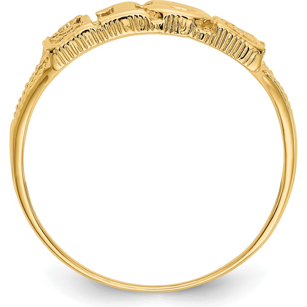 14K Yellow Gold 15 Themed Ring with Heart Design and Textured Band by 0