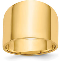 14K Yellow Gold 15mm Flat-top Tapered Cigar Band Ring - Polished Finish by Oro Pregiato