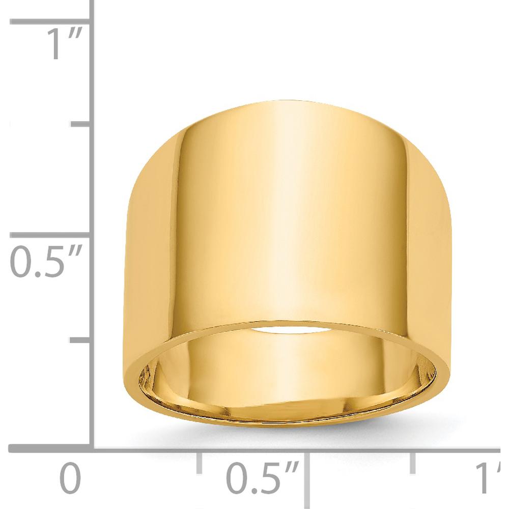 14K Yellow Gold 15mm Flat-top Tapered Cigar Band Ring - Polished Finish by Oro Pregiato