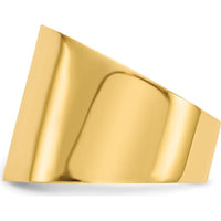 14K Yellow Gold 15mm Flat-top Tapered Cigar Band Ring - Polished Finish by Oro Pregiato
