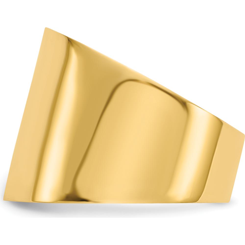 14K Yellow Gold 15mm Flat-top Tapered Cigar Band Ring - Polished Finish by Oro Pregiato