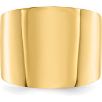 14K Yellow Gold 15mm Flat-top Tapered Cigar Band Ring - Polished Finish by Oro Pregiato