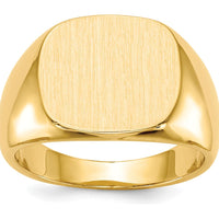 14K Yellow Gold 15mm Men's Signet Ring with Brushed Satin Finish by 0