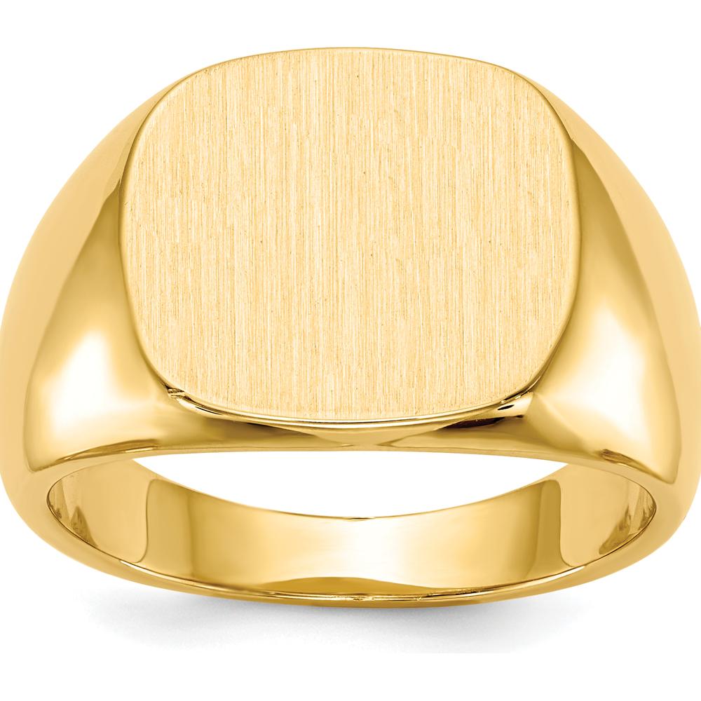 14K Yellow Gold 15mm Men's Signet Ring with Brushed Satin Finish by 0