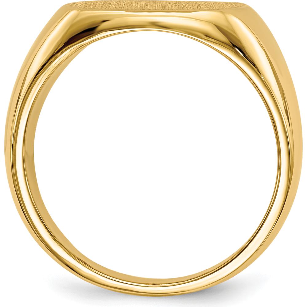 14K Yellow Gold 15mm Men's Signet Ring with Brushed Satin Finish by 0