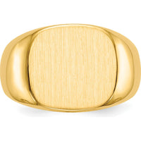 14K Yellow Gold 15mm Men's Signet Ring with Brushed Satin Finish by 0