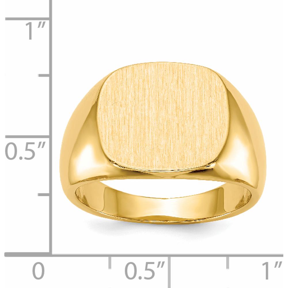 14K Yellow Gold 15mm Men's Signet Ring with Brushed Satin Finish by 0
