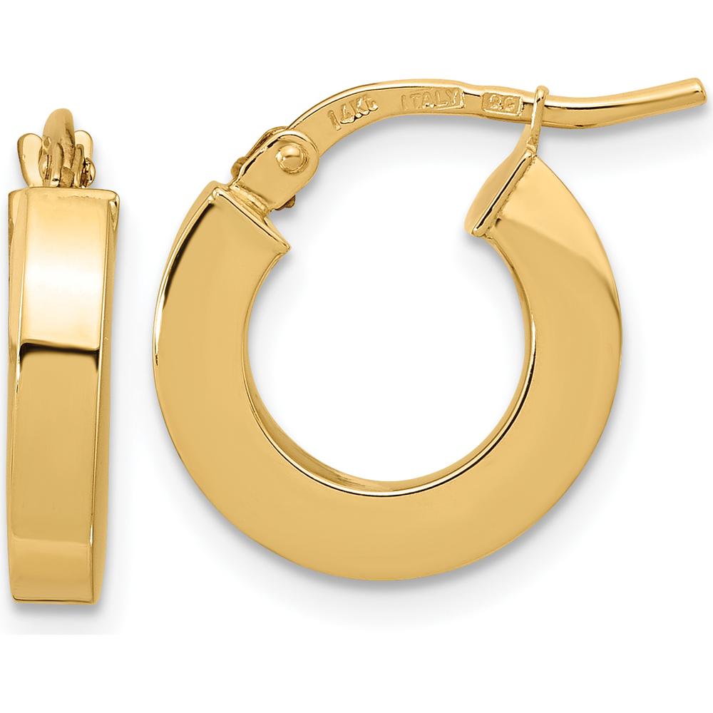 14K Yellow Gold 15mm Polished Square Tube Small Hoop Earrings by 0