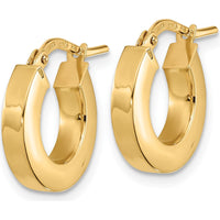 14K Yellow Gold 15mm Polished Square Tube Small Hoop Earrings by 0
