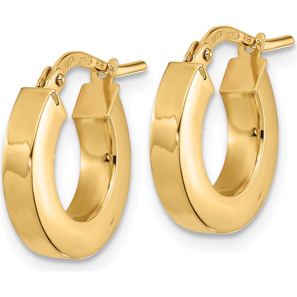 14K Yellow Gold 15mm Polished Square Tube Small Hoop Earrings by 0