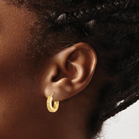 14K Yellow Gold 15mm Polished Square Tube Small Hoop Earrings by 0