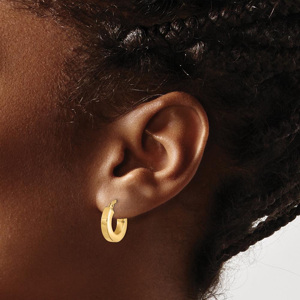 14K Yellow Gold 15mm Polished Square Tube Small Hoop Earrings by 0