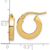 14K Yellow Gold 15mm Polished Square Tube Small Hoop Earrings by 0