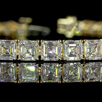 14K Yellow Gold 16.05 Carat Asscher Cut Lab Diamond Tennis Bracelet - 42 Stones with E-F VS1 Clarity - Covaloro Fine Jewelry