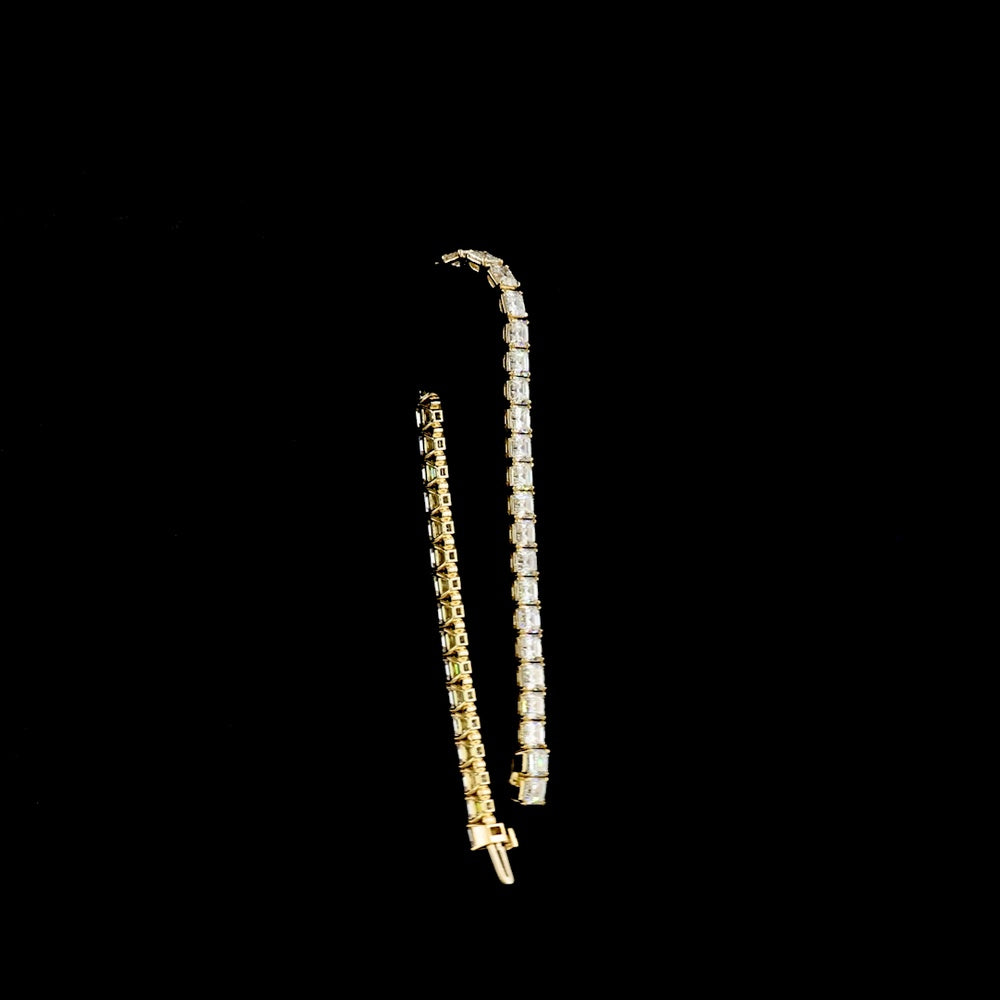 14K Yellow Gold 16.05 Carat Asscher Cut Lab Diamond Tennis Bracelet - 42 Stones with E-F VS1 Clarity - Covaloro Fine Jewelry