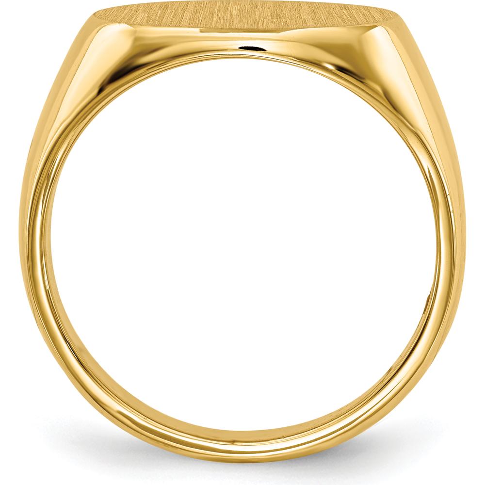 14K Yellow Gold 16.0x12.0mm Closed Back Men's Signet Ring with Satin & Polished Finish by 0
