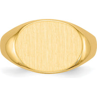 14K Yellow Gold 16.0x12.0mm Closed Back Men's Signet Ring with Satin & Polished Finish by 0