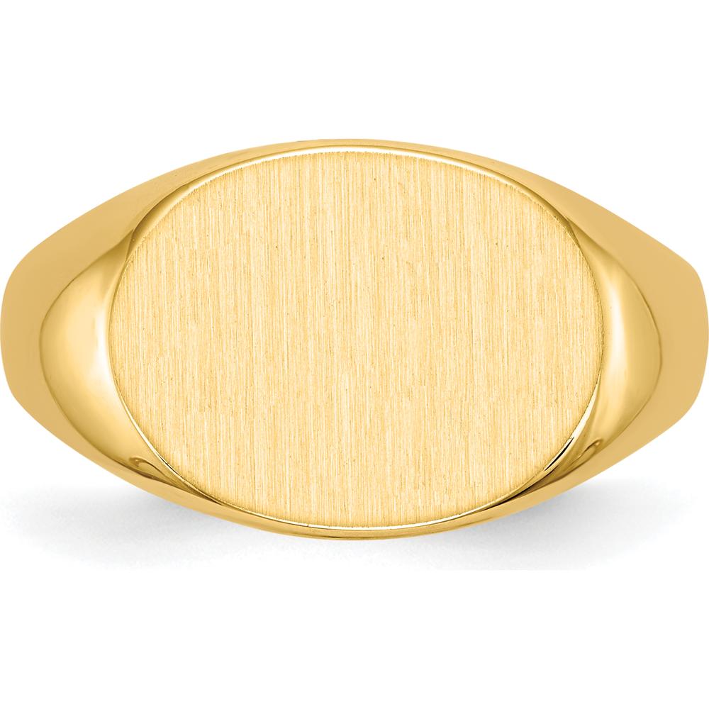 14K Yellow Gold 16.0x12.0mm Closed Back Men's Signet Ring with Satin & Polished Finish by 0