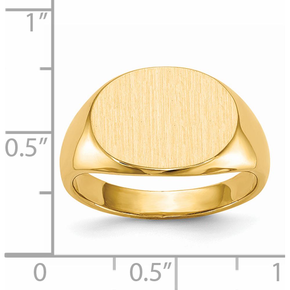 14K Yellow Gold 16.0x12.0mm Closed Back Men's Signet Ring with Satin & Polished Finish by 0