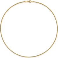 14K Yellow Gold 16" 1.4mm Round Omega Necklace with Lobster Clasp by Oro Pregiato
