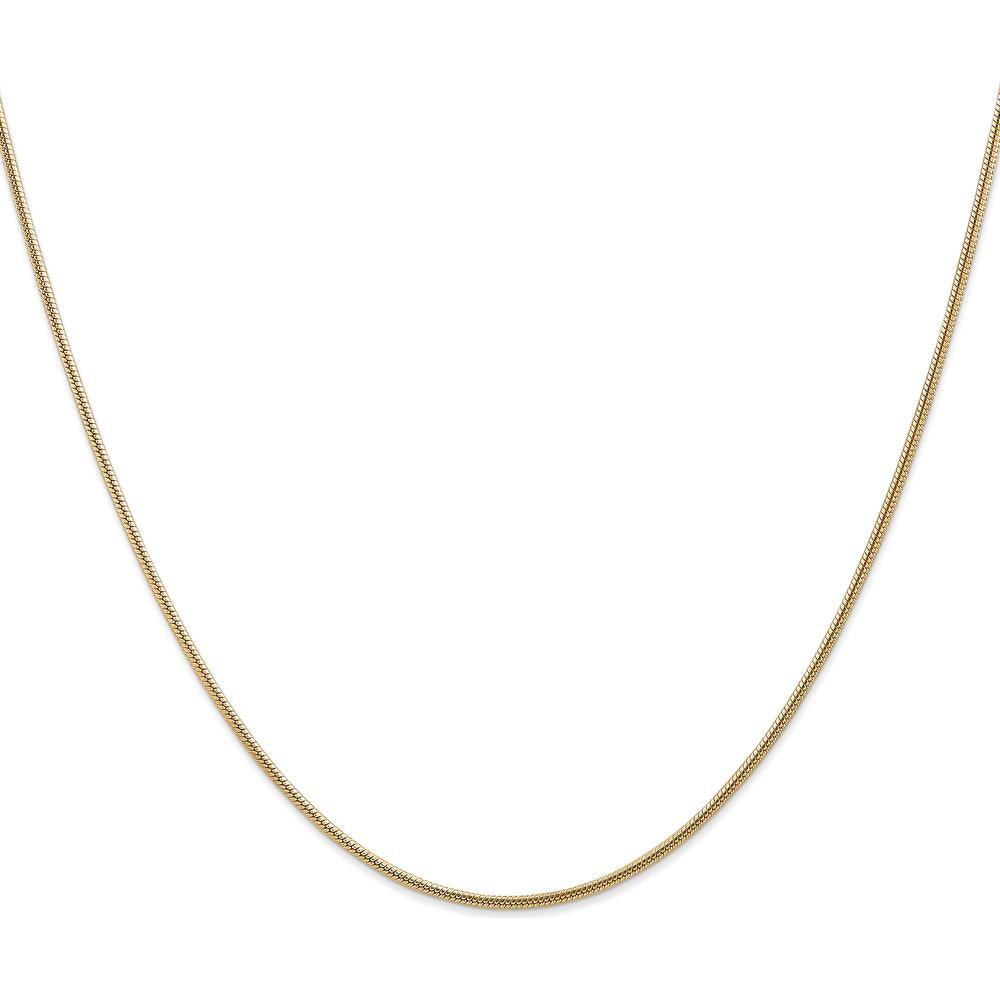 14K Yellow Gold 16" 1.6mm Round Snake Lobster Clasp Chain by 0