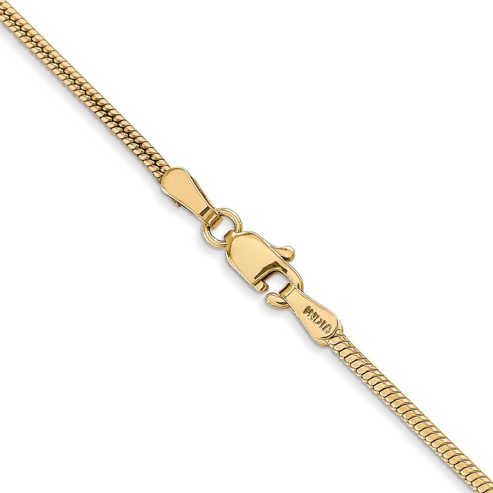14K Yellow Gold 16" 1.6mm Round Snake Lobster Clasp Chain by 0