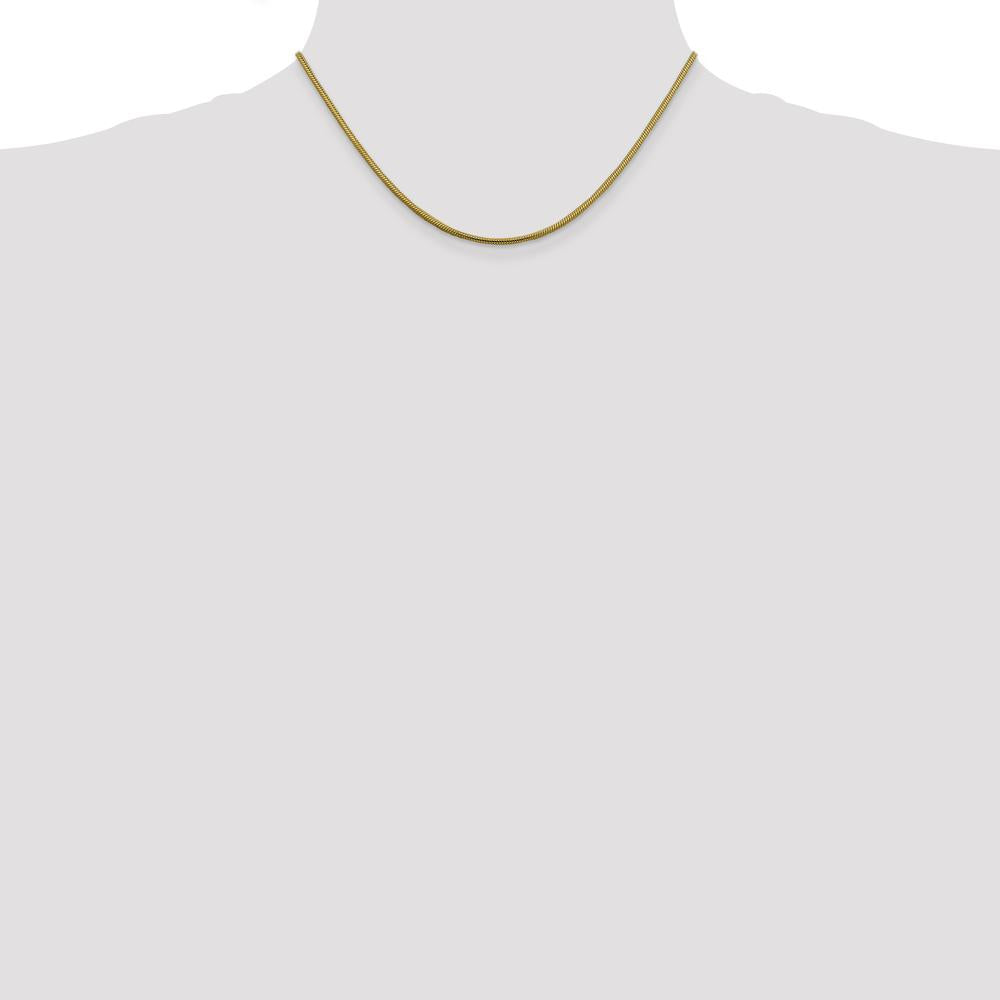 14K Yellow Gold 16" 1.85mm Round Snake Chain with Lobster Clasp by 0