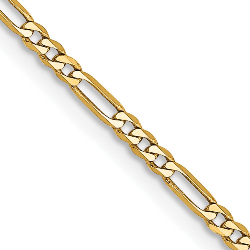 14K Yellow Gold 16" 1.8mm Flat Figaro Chain Necklace with Lobster Clasp by Oro Pregiato
