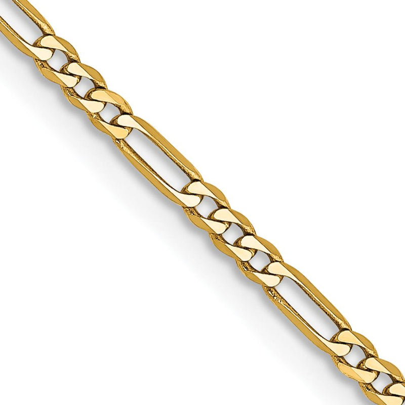 14K Yellow Gold 16" 1.8mm Flat Figaro Chain Necklace with Lobster Clasp by Oro Pregiato
